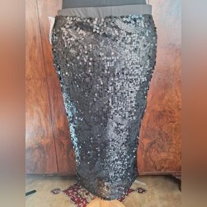 NWT Tildon Black Sequin Tube Skirt -with pockets! Size Small